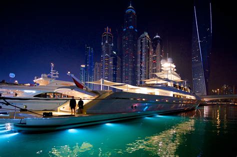 Stern View Of A Superyacht At The Dubai International Boat Show 2014
