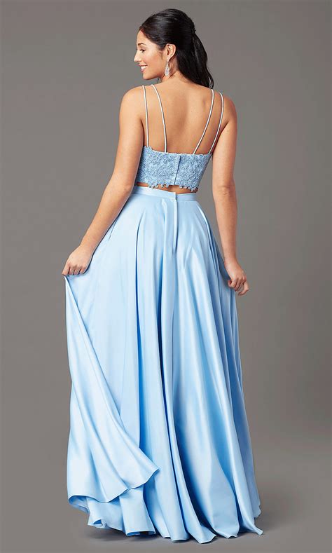 Pastel Two Piece Long Prom Dress Promgirl