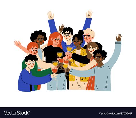 Group Happy People Celebrating An Important Vector Image
