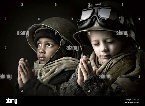 Young Boy Soldiers Praying Stock Photo Alamy
