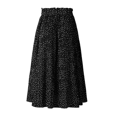 Chiffon Print Pockets High Waist Pleated Maxi Skirts Denim Skirt