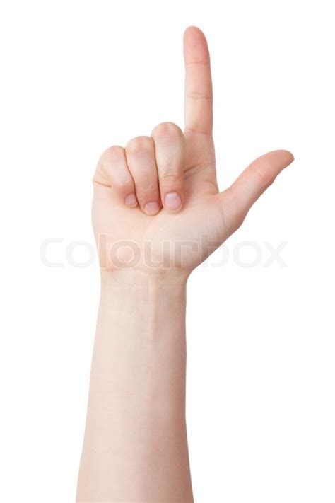 En effet, je viens tout juste de déménager (toujours en auvergne) et mon bureau n'est pas encore prêt. Pil, pegefinger, gestikulere | stock foto | Colourbox