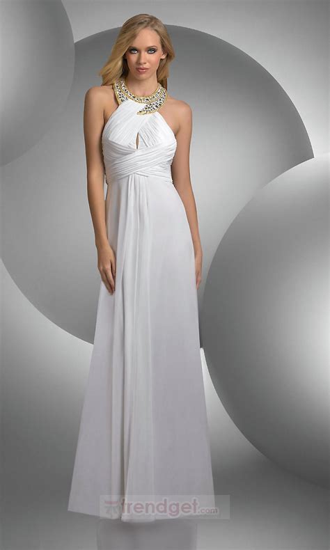 Attractive A Line Chiffon White Evening Dresses Unique Prom Dresses