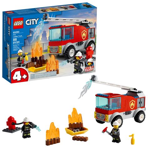 Lego City Fire Ladder Truck 60280fun Firefighter Building Toy Set For