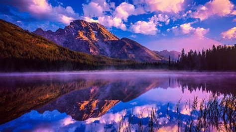 Wallpaper Id 157504 Mountains Lake Sunset Sky Clouds Peak