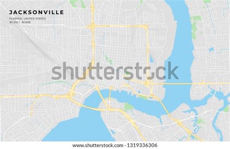 Printable Streetmap Jacksonville Including Highways Major Stock Vector