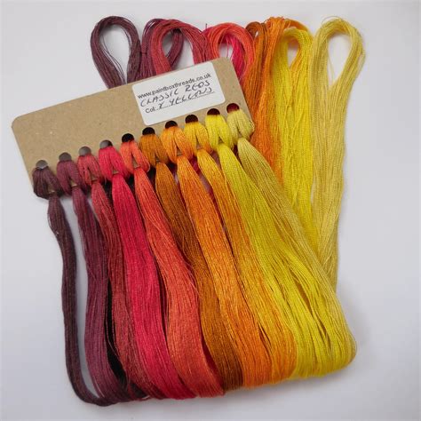 Hand Dyed Silk Embroidery Thread Classic Redsyellows Pack Etsy