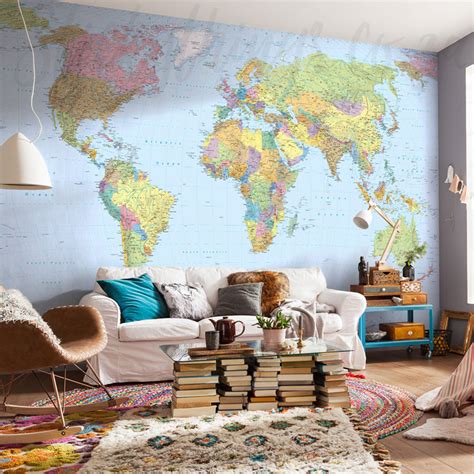 World Mural Wall Map Laminated Ph