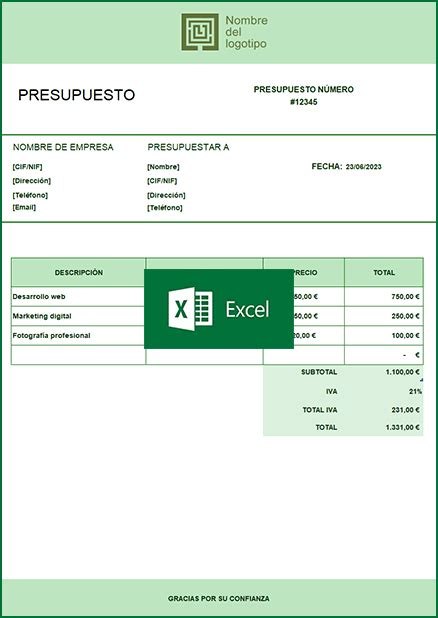 Plantilla Presupuesto En Word Excel Y Pdf 【gratis】