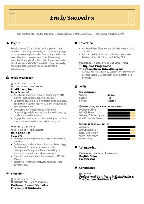 Data Scientist Resume Example And Guide For Resume Examples Vrogue