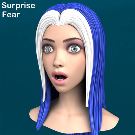 Cartoon Girl Head With Expressions 3d Model 9 Unknown Obj Fbx Max Free3d