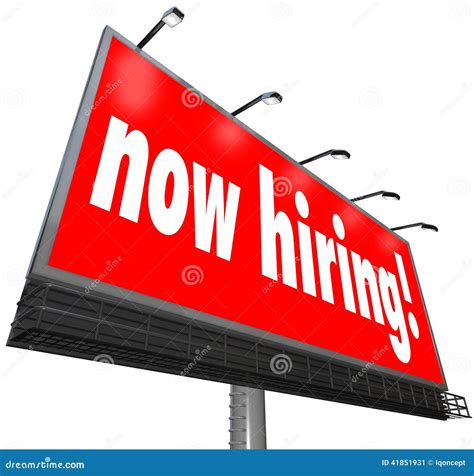 Now Hiring Words Billboard Sign Jobs Career Apply Business Stock