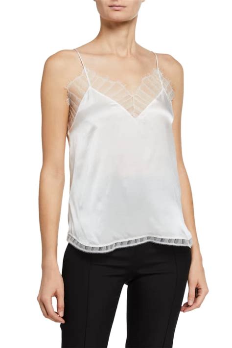 Cami Nyc The Racer Silk Charmeuse Camisole W Lace Neiman Marcus