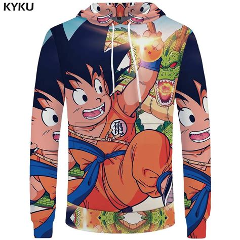 Kyku Dragon Ball Z Sweatshirts Kid Goku Pocket Anime Mens Clothing