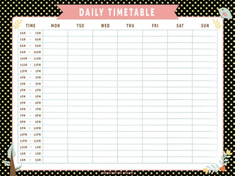 Blank Revision Timetable Template New Business Template