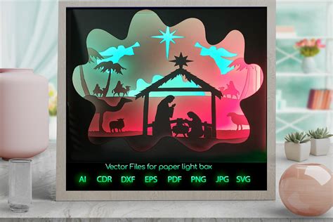 Merry Christmas 4 3D Popup Light Box SVG File