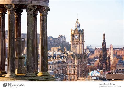 View From Calton Hill To Dugald Stewart Monument A Royalty Free Stock
