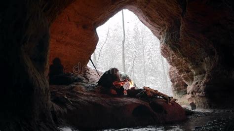 Ice Cave In The Snowy Mountains Tuyuk Su Glacier Stock Footage Video