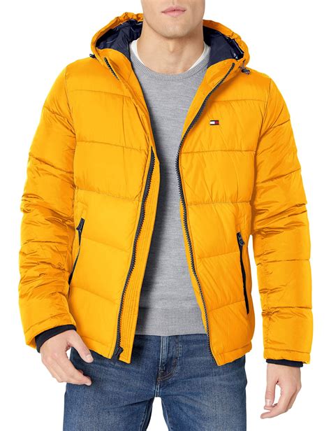 Tommy Hilfiger Synthetic Classic Hooded Puffer Jacket In Yellow For Men
