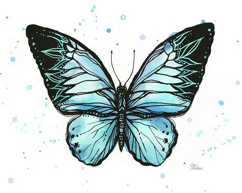 Teal Butterfly Painting Painting By Olga Shvartsur Fine Art America