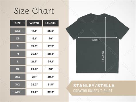 Expresser Size Guide Stanley Stella Size Guide Sttw Size Uk