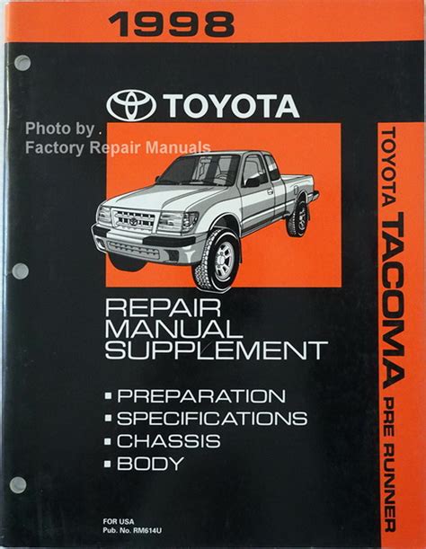 1998 Toyota Tacoma Factory Service Manual Pre Runner Supplement