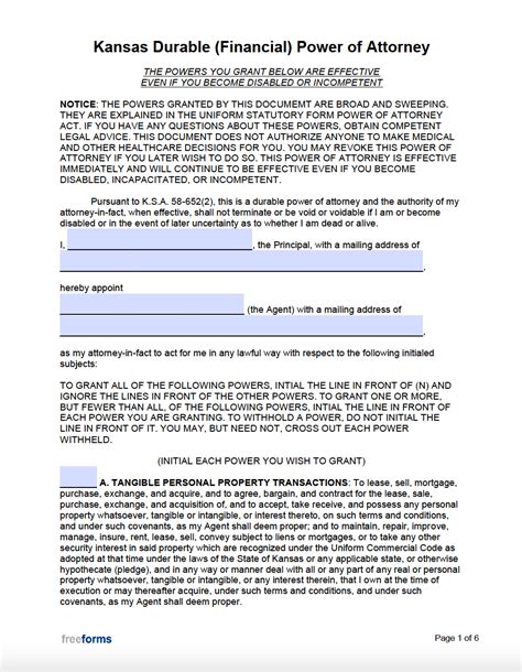 Free Kansas Power Of Attorney Forms Pdf Word