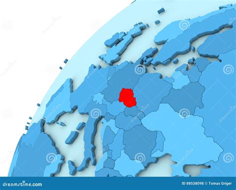 Czech Republic In Red On Blue Globe Stock Illustration Illustration