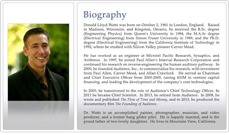 Lloyd Watts Biography Page