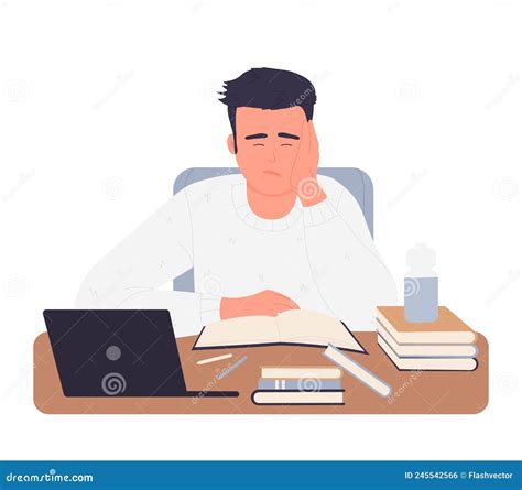 Bored Studying Male Teenager Stock Vector Illustration Of White