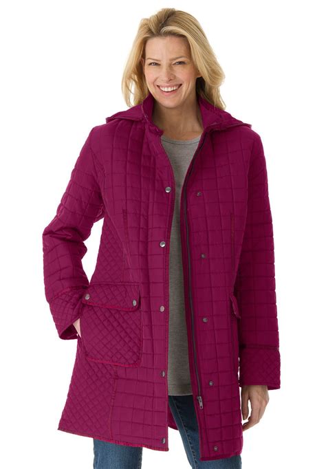 Quilt A Line Coat With Hood Plus Size Outdoor Coats Coat