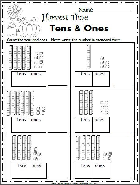 1st grade place value worksheets | tens and ones worksheets grade 1 pdf. Free Fall Math Worksheets for 1st Grade - Base 10 Blocks ...