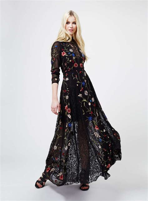 Black Embroided Maxi Dress Maxi Dress Floral Lace Bodycon Dress