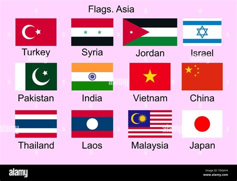 Flags Of Asian Countries Turkey Pakistan Syria India China Japan
