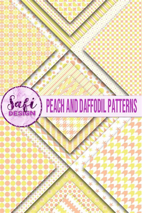 Digital Paper Backgrounds Peach And Daffodil Patterns