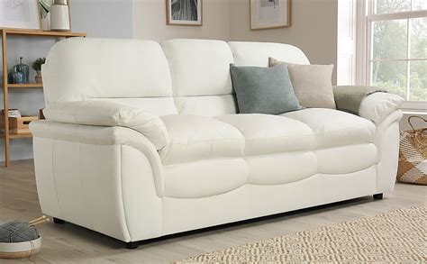 Rochester Ivory Leather 3 Seater Sofa Furniture And Choice