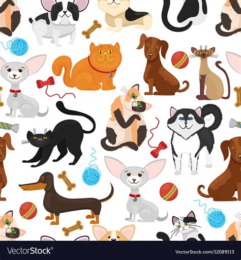 Pet Background Dogs And Cats Seamless Royalty Free Vector