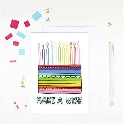 Make A Wish Birthday Card Birthday Cards Rainbow Birthday Make A Wish