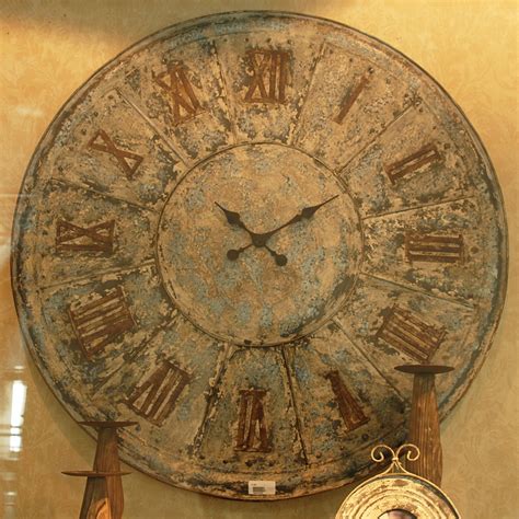 Large Old Distressed Metal Working Clock Metal Wall Clock Clock