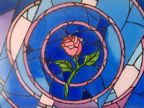 Beauty And The Beast Rose Stained Glass Wall Art Disney