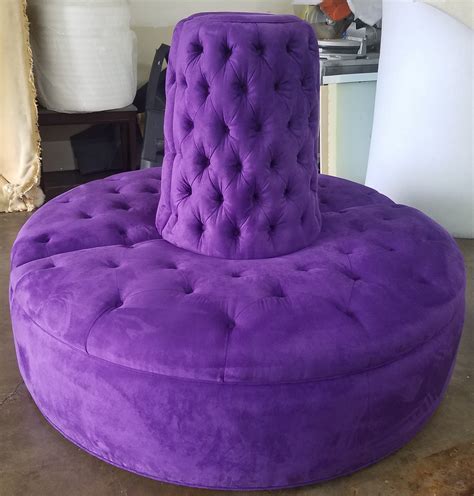 Violet Purple Round Banquette Upholstered Tufted Sofa Made To Order In