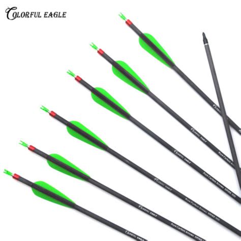 Spine 300 400 Pure Carbon Arrows Archery Bow Hunting With Replaceable