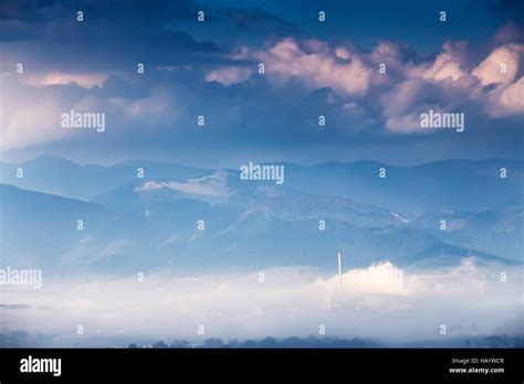 Summer Misty Mountain Village Countryside Hi Res Stock Photography And