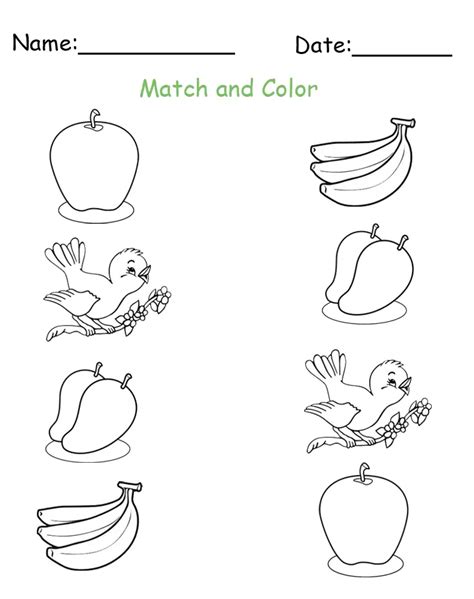 Free Printable Match And Color Worksheet