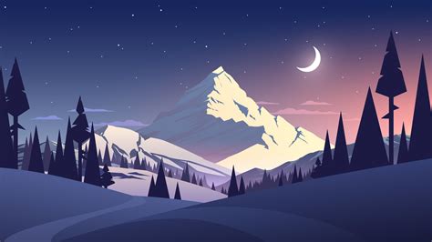 Night Mountains Summer Illustration Wallpaper Hd Artist 4k Wallpapers