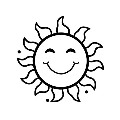 Premium Photo A Black And White Drawing Of A Smiling Sun With A Smile