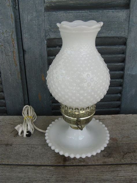 Milkglass Hobnail Hurricane Boudoir Lamp Electric Shabby Etsy Milk Glass Shabby Cottage Lamp