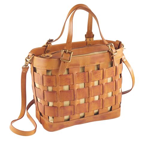 Amerileather Womens Leather Basketweave Purse Basket Handbag Shoulder