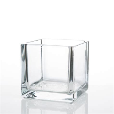 Richland Square Glass Cube Vase 4 Set Of 12 Quick Candles Square Glass Vase Glass Cylinder