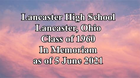 20210605 Lancaster High School Lancaster Ohio Class Of 1960 In